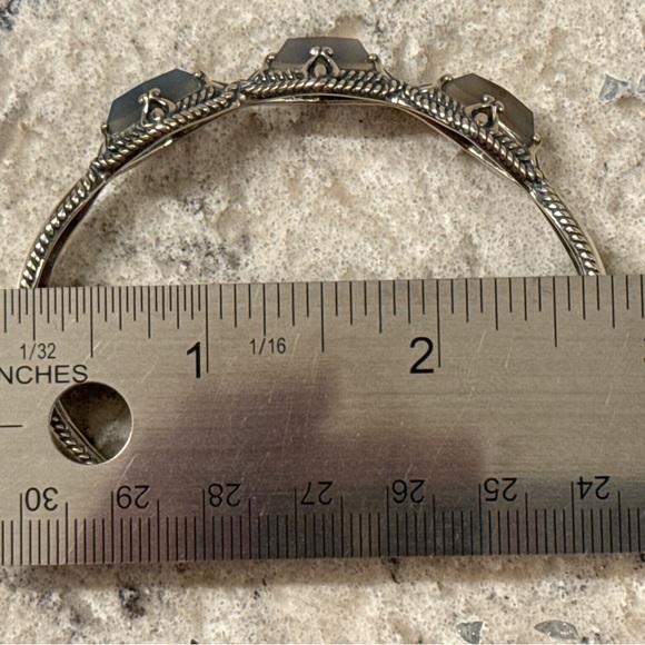 Carolyn Pollack Dark Blue Agate Kite-Set 3-Stone Sterling Silver Cuff Br… - Picture 5 of 5